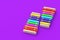 Colorful xylophones on purple background. Kids toy. Preschool education. Musical instrument