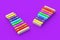 Colorful xylophones on violet background. Kids toy. Preschool education. Musical instrument