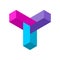 Colorful Y logo template. Infinite geometric shape. 3D letter Y made of blocks.