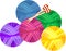 Colorful yarn balls with knitting needles