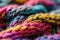 Colorful Yarn Pile Close Up