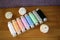 Colorful yarn on spool  cotton. Colorful sewing threads on white background