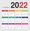 Colorful Year 2022 calendar horizontal vector design template, simple and clean design.