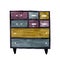 Colorful, yellow, gray, purple chest of drawers