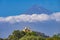 Colorful Yellow Our Lady of Remedies Church Volcano Popocatepetl Cholula Mexico