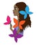 Colorful young beautiful afro American girl with butterfly