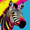 Colorful Zebra Head Artwork In Pop Art Style