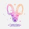 Colorful zodiac sign capricornvector lineart. Easy to recolor.