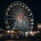 colorfull ferris wheel at night. generative ai