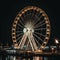 colorfull ferris wheel at night. generative ai