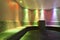 Colorfull illuminated steam bath in public swimmin