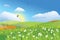 Colorfull meadow / flower and grass / vector