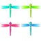 Colorfull neon glass dragonfly set