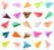 Colorfull Origami paper planes folded isolated white