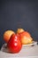 Colorfull Pear Fruits on wooden table. Organic Food Background