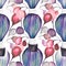 Colorfull  pink purple coffee purple hot air baloon seamless pattern