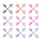 Colorfull x-shaped love arrows vector
