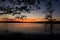 Colorfull sunset over Necko lake . Masuria, Poland.