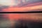 Colorfull sunset over Necko lake, Masuria, Poland.