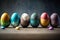 Colorfully painted row of Easter eggs