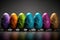 Colorfully painted row of Easter eggs