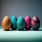 Colorfully painted row of Easter eggs