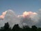 Colorfully stormy clouds at sunset