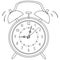 Coloring, black and white. Alarm clock raster illustration