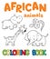 Coloring book with african animals