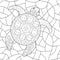 Coloring book. Animals, Water Turtle. Hand-drawn vector illustrations decorated with decorative buttons for sewing. Lots