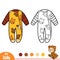 Coloring book, baby sleepsuit with animals