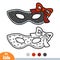 Coloring book, Carnival polka dot mask with bow