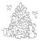 Coloring book. Cartoon animals decorate the Christmas Tree.