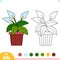 Coloring book. Cartoon collection of Houseplants, Peace Lily