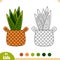Coloring book. Cartoon collection of Houseplants, Snake plant