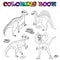 Coloring book with cartoon dinosaurs