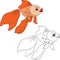 Coloring book. Cartoon goldfish