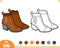 Coloring book, cartoon shoe collection. Chelsea boots