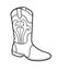 Coloring book, cartoon shoe collection. Western boot