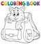 Coloring book cat in schoolbag