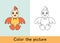 Coloring book. Chicken. Cartoon animall. Kids game. Color picture. Learning by playing. Task for children