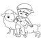 Coloring book child feeding sheeps vector