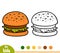 Coloring book for children, cartoon Burger
