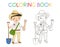 Coloring book for children. Cartoon illustration of a archaeologist . Kids workers. Child professional.