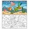 Coloring book for children (crocodile diver, ocean floor)