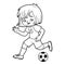 Coloring book for children, Football player girl with ball