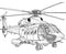 Coloring book for children helicopter close-up.