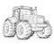 Coloring book for children, illustration of a tractor close-up.