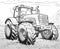 Coloring book for children, illustration of a tractor close-up.