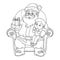 Coloring book for children: Santa Claus gives a gift a little bo